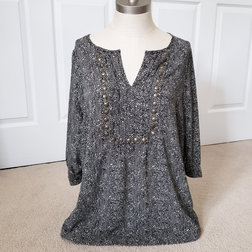 Moni Abstract Chevron Detail Blouse